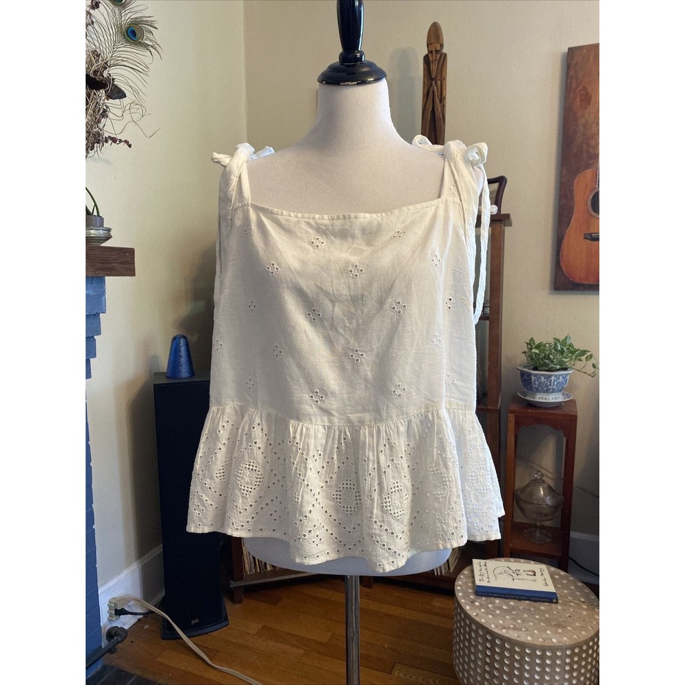 MADEWELL 1X Eyelet Plus Rosalie Tie Strap Tank Shirt XXL Womens New - Picture 6 of 9